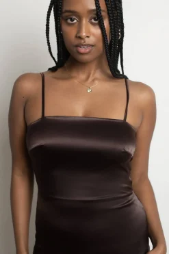 Tobi Instant Feeling Satin Open Back Mini Dress -