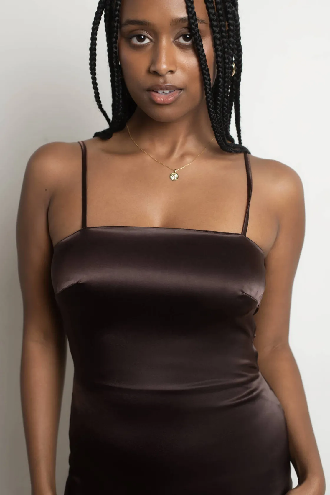 Tobi Instant Feeling Satin Open Back Mini Dress -