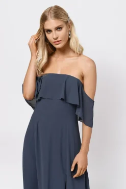 Tobi Into You Off The Shoulder High Slit Maxi Dress - Mauve
