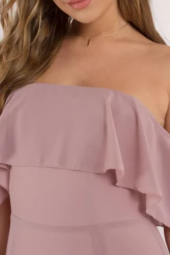 Tobi Into You Off The Shoulder High Slit Maxi Dress - Mauve