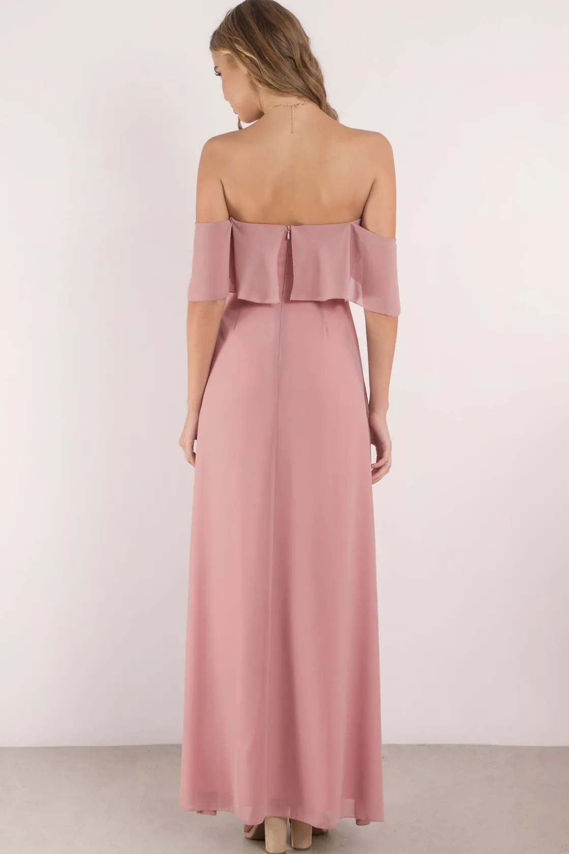 Tobi Into You Off The Shoulder High Slit Maxi Dress - Mauve