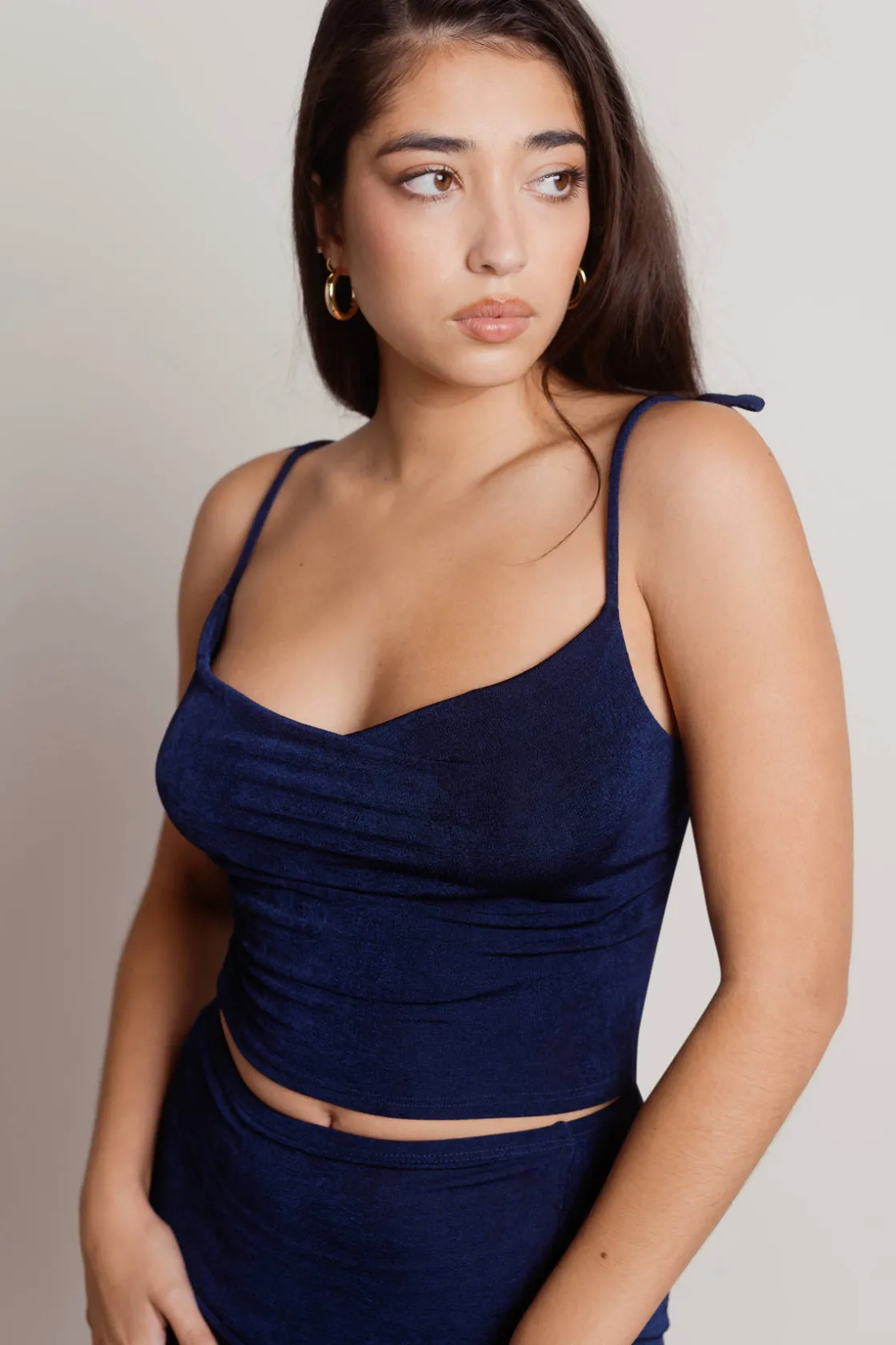 Tobi Invite Me Crop Top And Mini Skirt Set - Navy