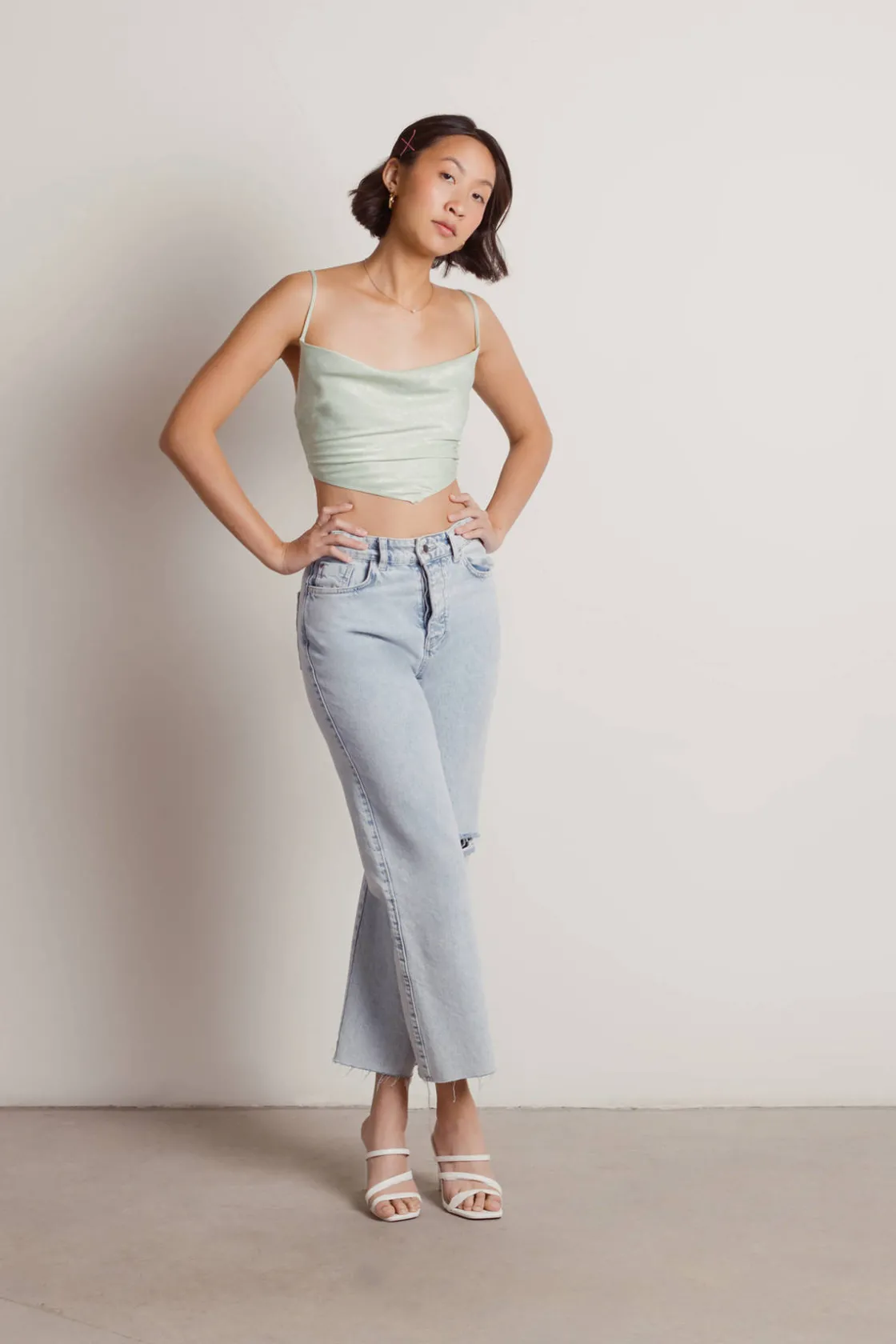 Tobi Is It Over Crop Top - Sage