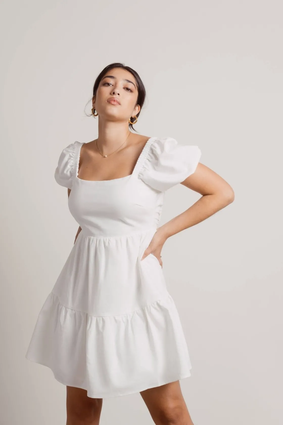 Tobi Isa Open Back Babydoll Mini Dress -