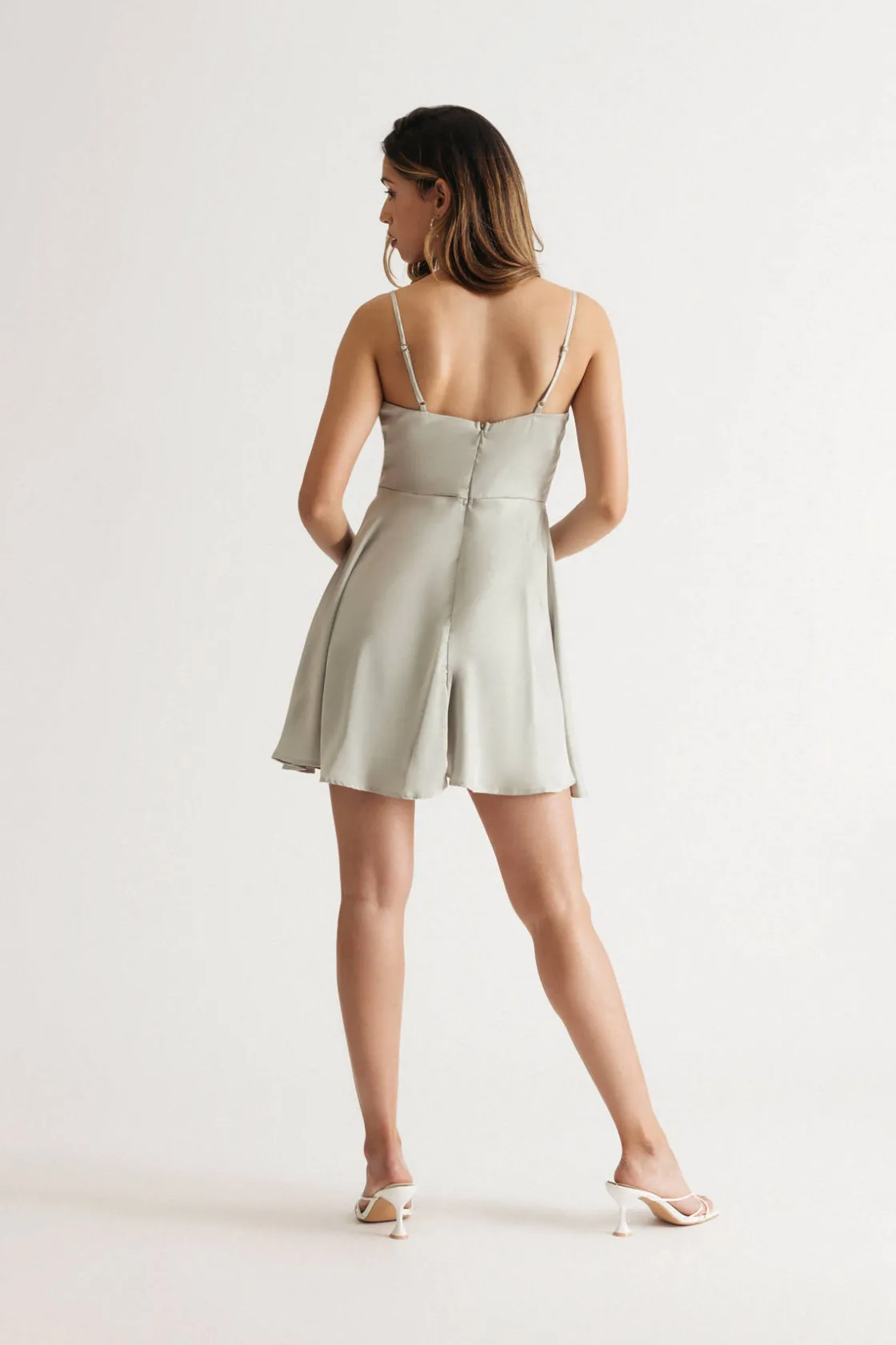 Tobi Isabelle Cowl Neck Skater Mini Dress - Blush