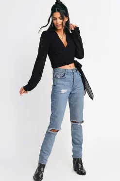 Tobi It's A Tie Plunging Blouse - Emerald