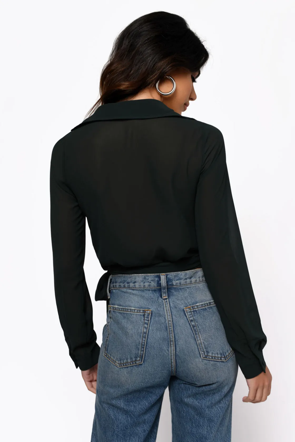 Tobi It's A Tie Plunging Blouse - Emerald