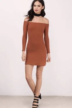 Tobi Jackie Ribbed Knit Off The Shoulder Mini Dress -