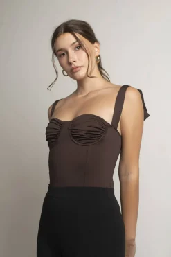 Tobi Jacques Corset Bodysuit - Brown