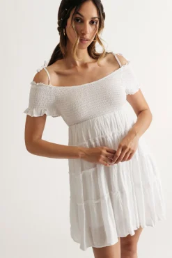 Tobi Jaida Off The Shoulder Tiered Mini Dress -
