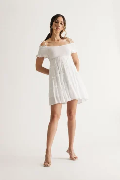 Tobi Jaida Off The Shoulder Tiered Mini Dress -