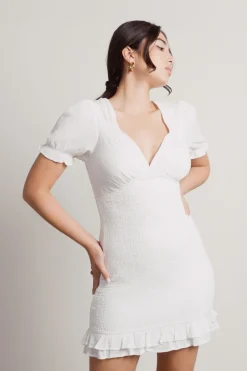 Tobi Janus V-Neck Smocked Bodycon Dress