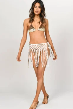 Tobi Jaycee Fringe Mini Skirt - White