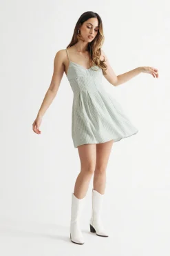 Tobi Jazlynn Pleated Skater Mini Dress -