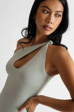 Tobi Jazmine Black One Shoulder Bodycon Midi Dress