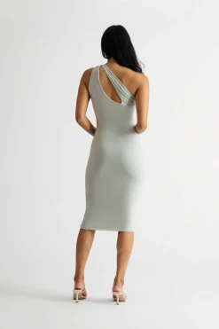 Tobi Jazmine Black One Shoulder Bodycon Midi Dress