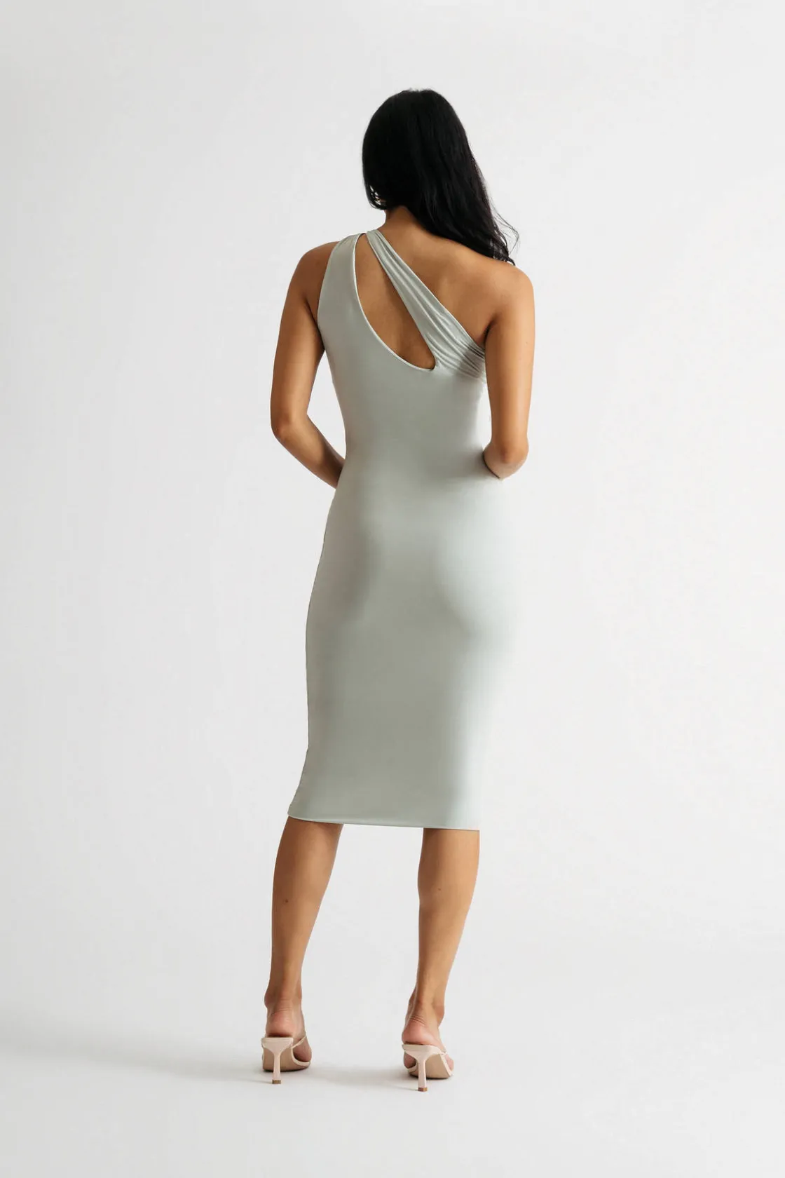 Tobi Jazmine Black One Shoulder Bodycon Midi Dress