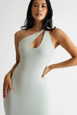 Tobi Jazmine Black One Shoulder Bodycon Midi Dress