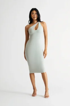 Tobi Jazmine Black One Shoulder Bodycon Midi Dress