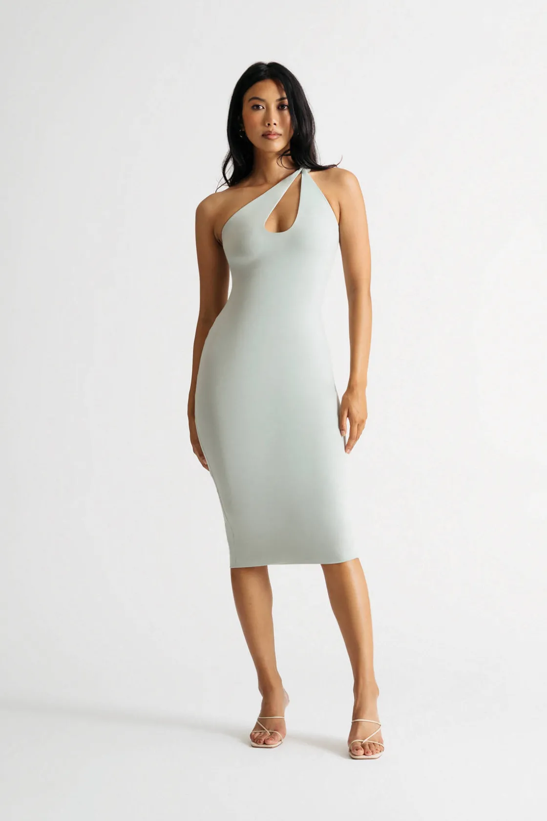 Tobi Jazmine Black One Shoulder Bodycon Midi Dress