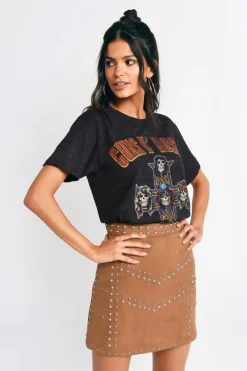Tobi Jeannette Studded Mini Skirt - Olive