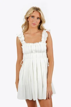 Tobi Jemille Pleated Babydoll Mini Dress - Misty Blue