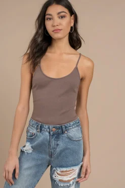 Tobi Jen Lace Up Bodysuit - Mocha
