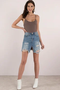 Tobi Jen Lace Up Bodysuit - Mocha