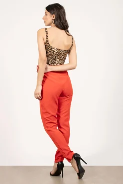 Tobi Jennie High Waist Pants - Red Orange