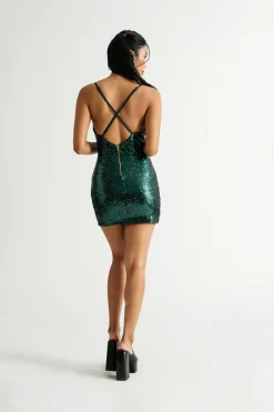 Tobi Jennie Sequin Cross Back Mini Dress -