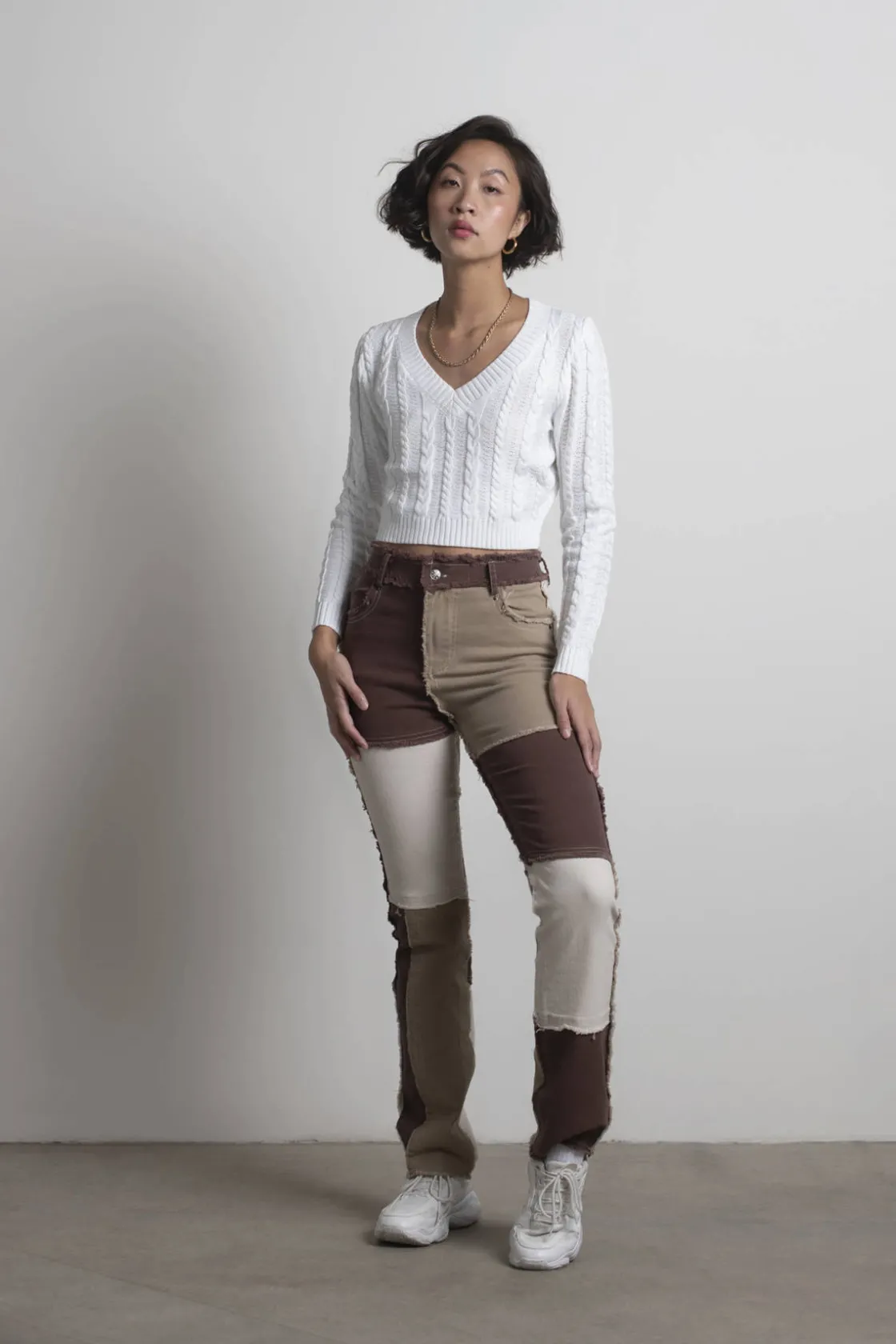 Tobi Jessenia Cable Knit Sweater - White