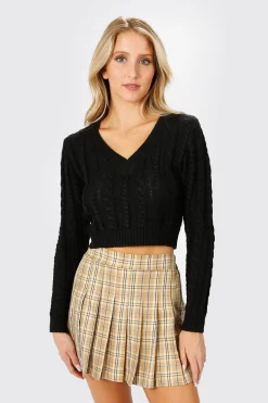 Tobi Jessenia Cable Knit Sweater - White