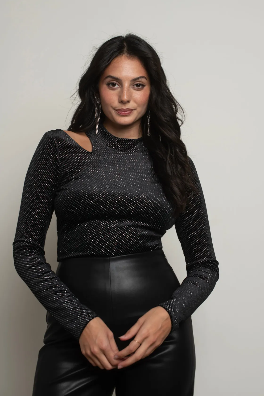 Tobi Joan Rhinestone Velvet Top -