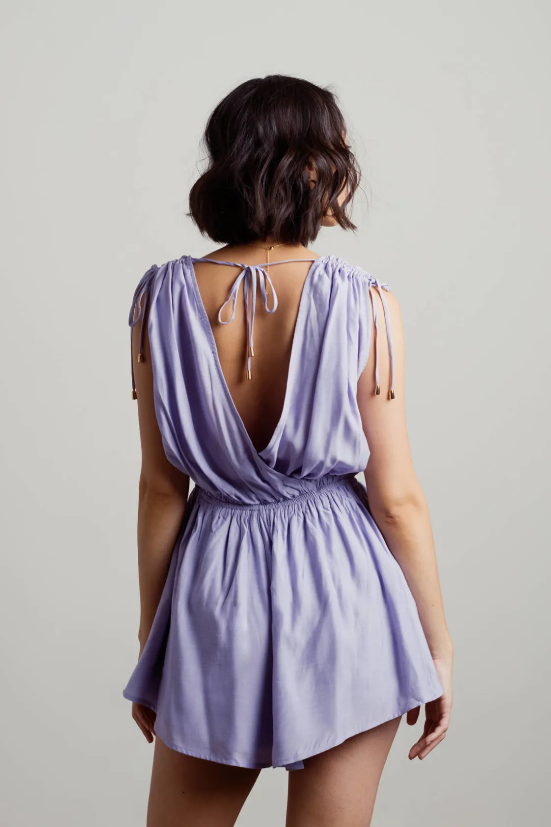 Tobi Julianna Ruffle Tied Open Back Romper
