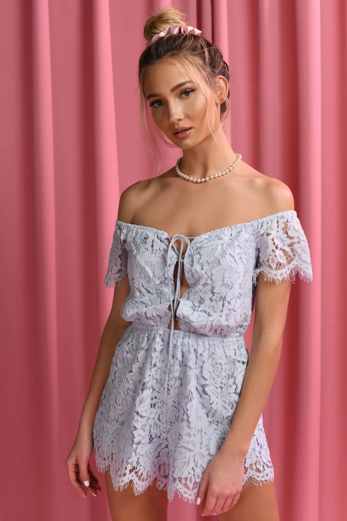 Tobi Julie Off The Shoulder Romper - Blue