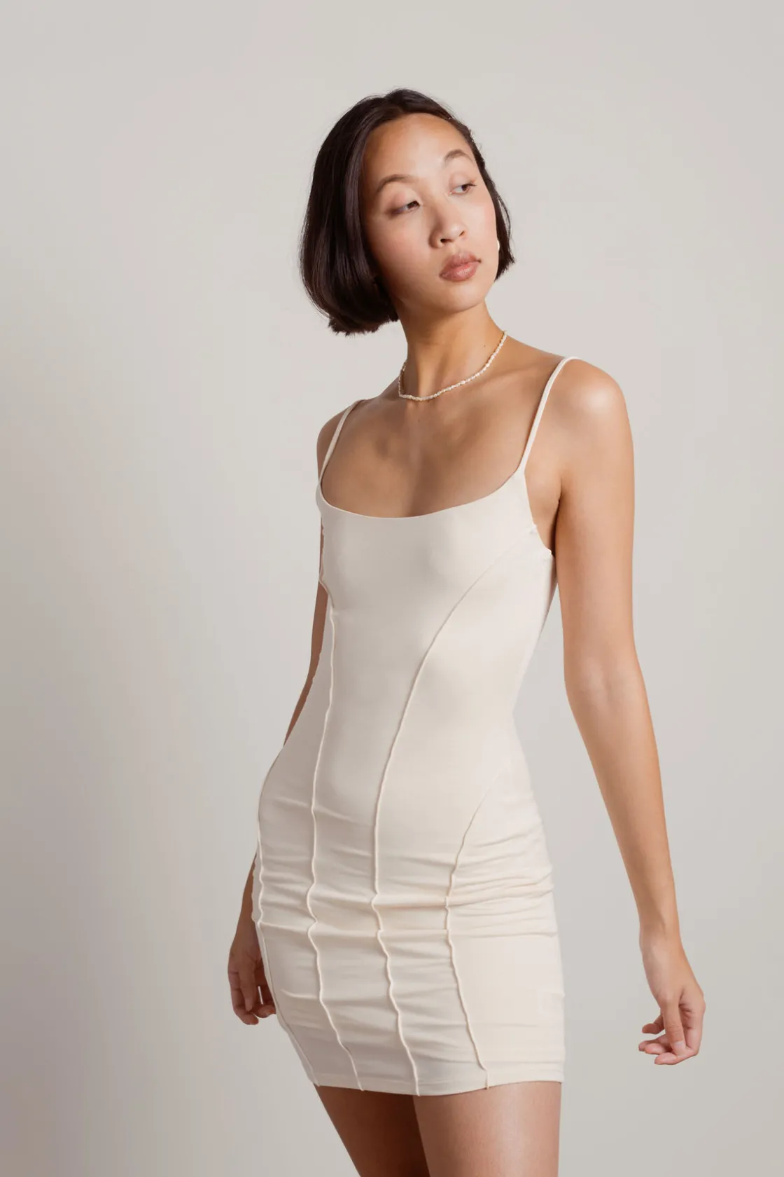 Tobi Just A Small Thing Exposed Stitch Bodycon Mini Dress - Gray
