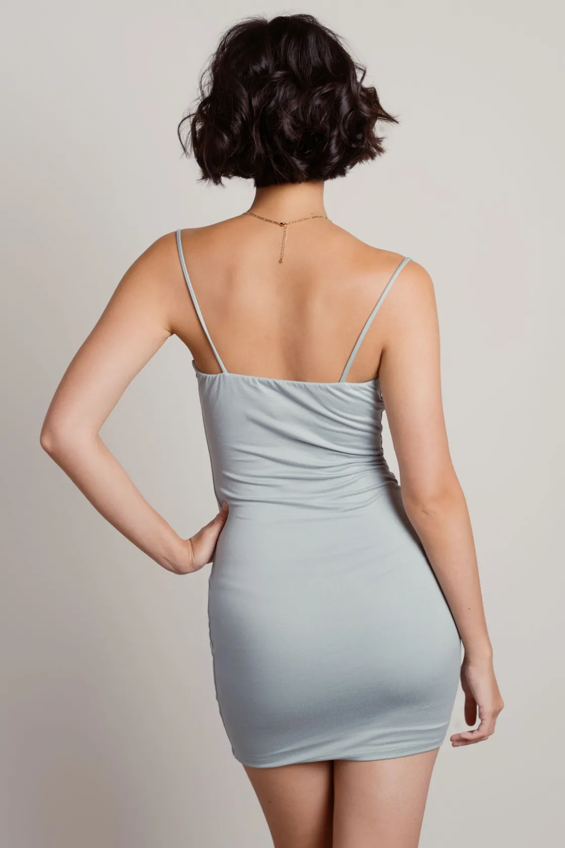 Tobi Just A Small Thing Exposed Stitch Bodycon Mini Dress - Gray