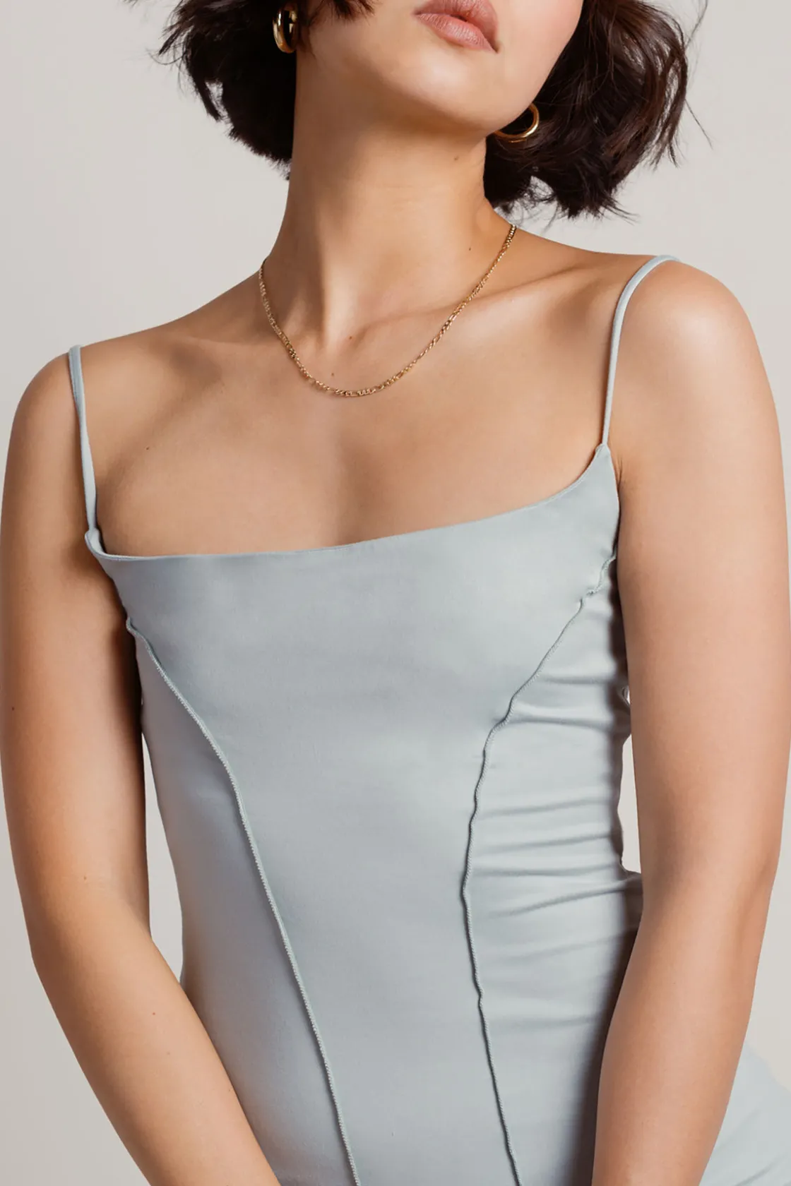 Tobi Just A Small Thing Exposed Stitch Bodycon Mini Dress - Gray