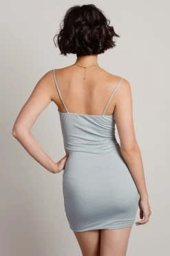 Tobi Just A Small Thing Exposed Stitch Bodycon Mini Dress - Gray