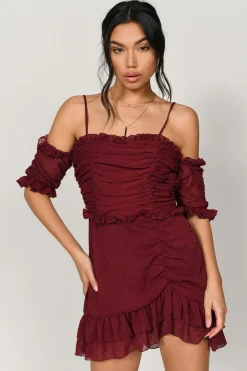 Tobi Just Met You Ruffle Cold Shoulder Mini Dress -