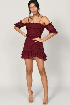 Tobi Just Met You Ruffle Cold Shoulder Mini Dress -