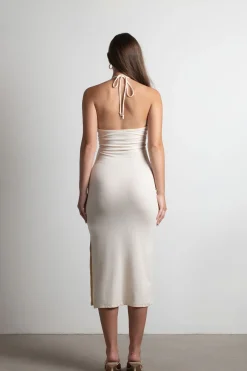 Tobi Kachel Cutout Bodycon Midi Dress - Ivory