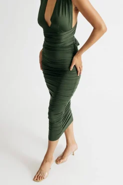 Tobi Karma Black Multiway Ruched Bodycon Midi Dress