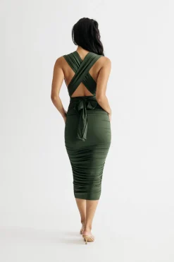 Tobi Karma Black Multiway Ruched Bodycon Midi Dress