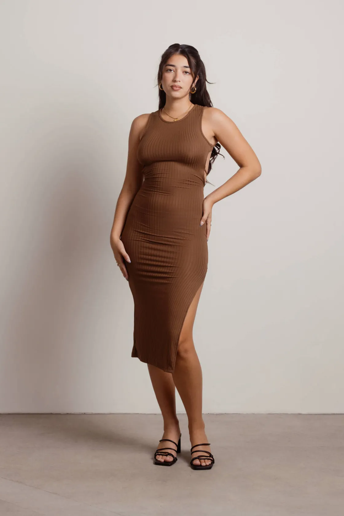 Tobi Katara Ribbed Open Back Midi Dress - Mulberry Purple
