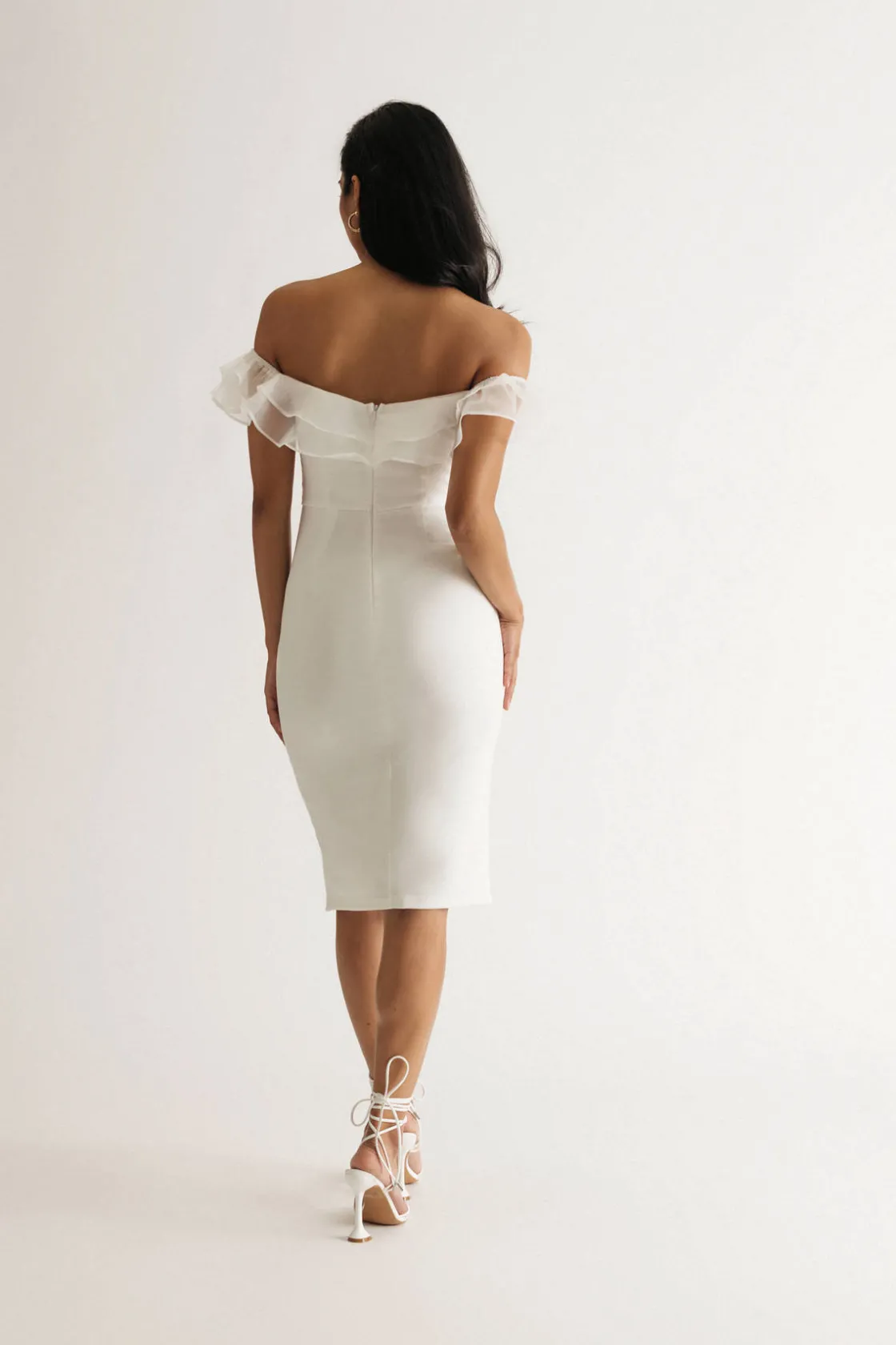 Tobi Kathani Organza Ruffle Midi Dress