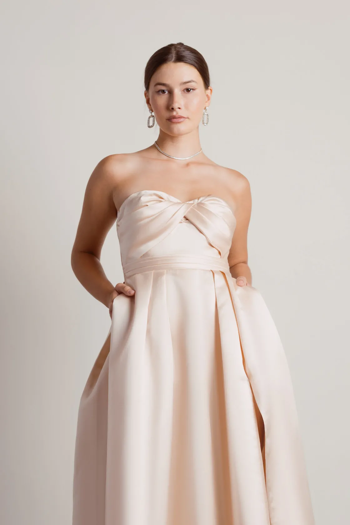 Tobi Keena Taffeta High Slit Maxi Dress -