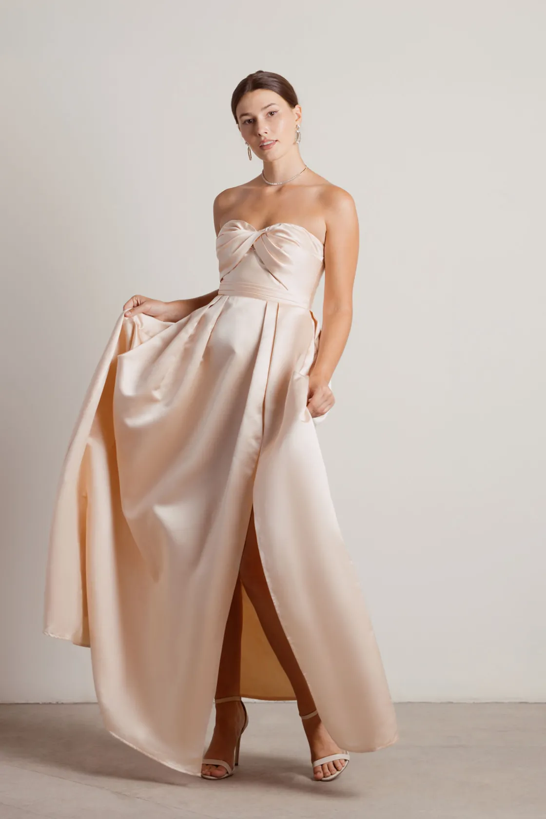 Tobi Keena Taffeta High Slit Maxi Dress -