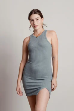 Tobi Keep It Basic Ribbed Knit Bodycon Mini Dress - Beige