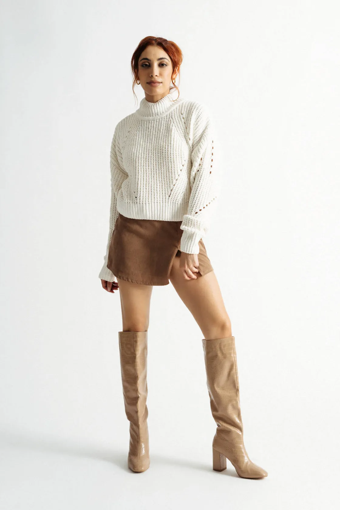 Tobi Keep It Flirty Mock Neck Sweater -